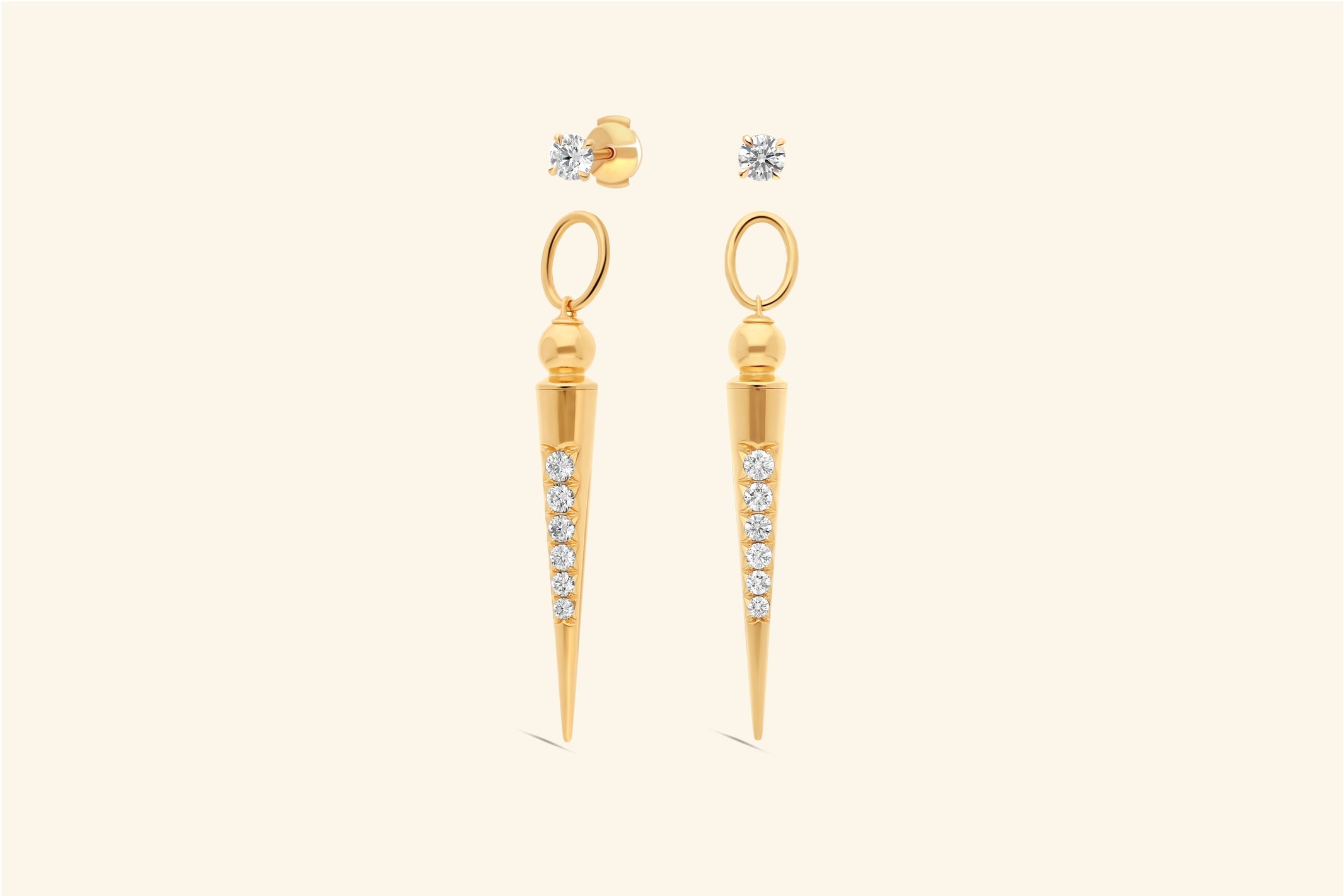 Pampille earrings, yellow gold, diamonds