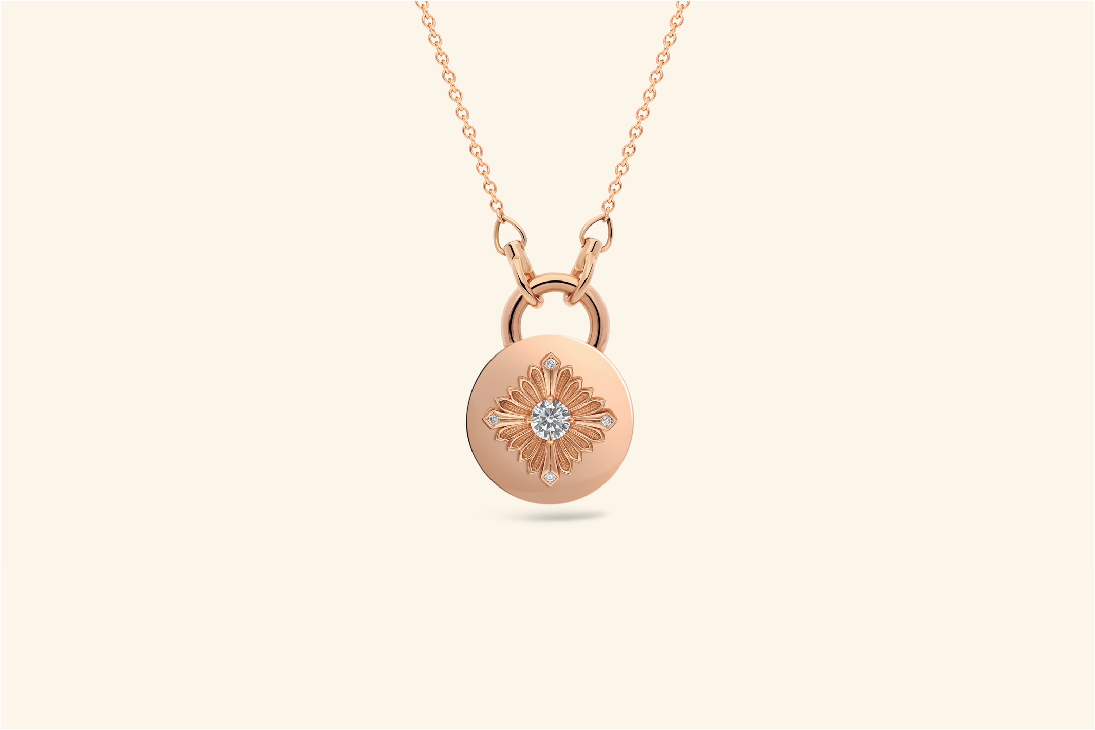 Tag necklace, rose gold, diamonds