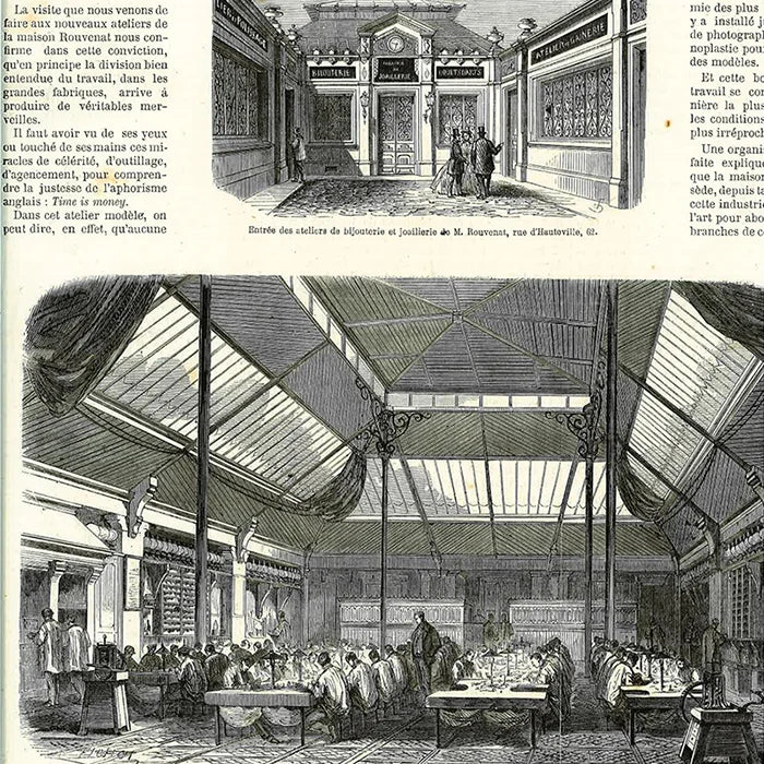 Newspaper archive showing the jewelry factory of Leon Rouvenat