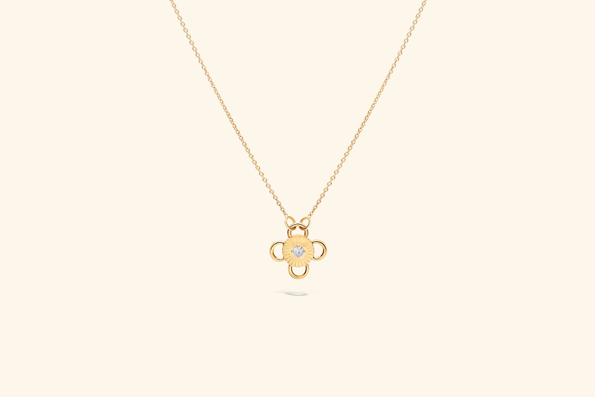 Baby Bolt Necklacea ~0.07 carat diamond set in recycled 18k yellow gold. 