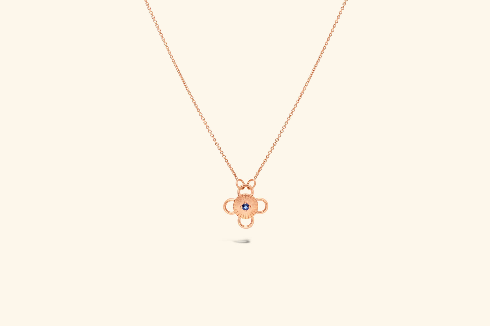 Necklace Baby Bolt, rose gold, set with a round aquamarine