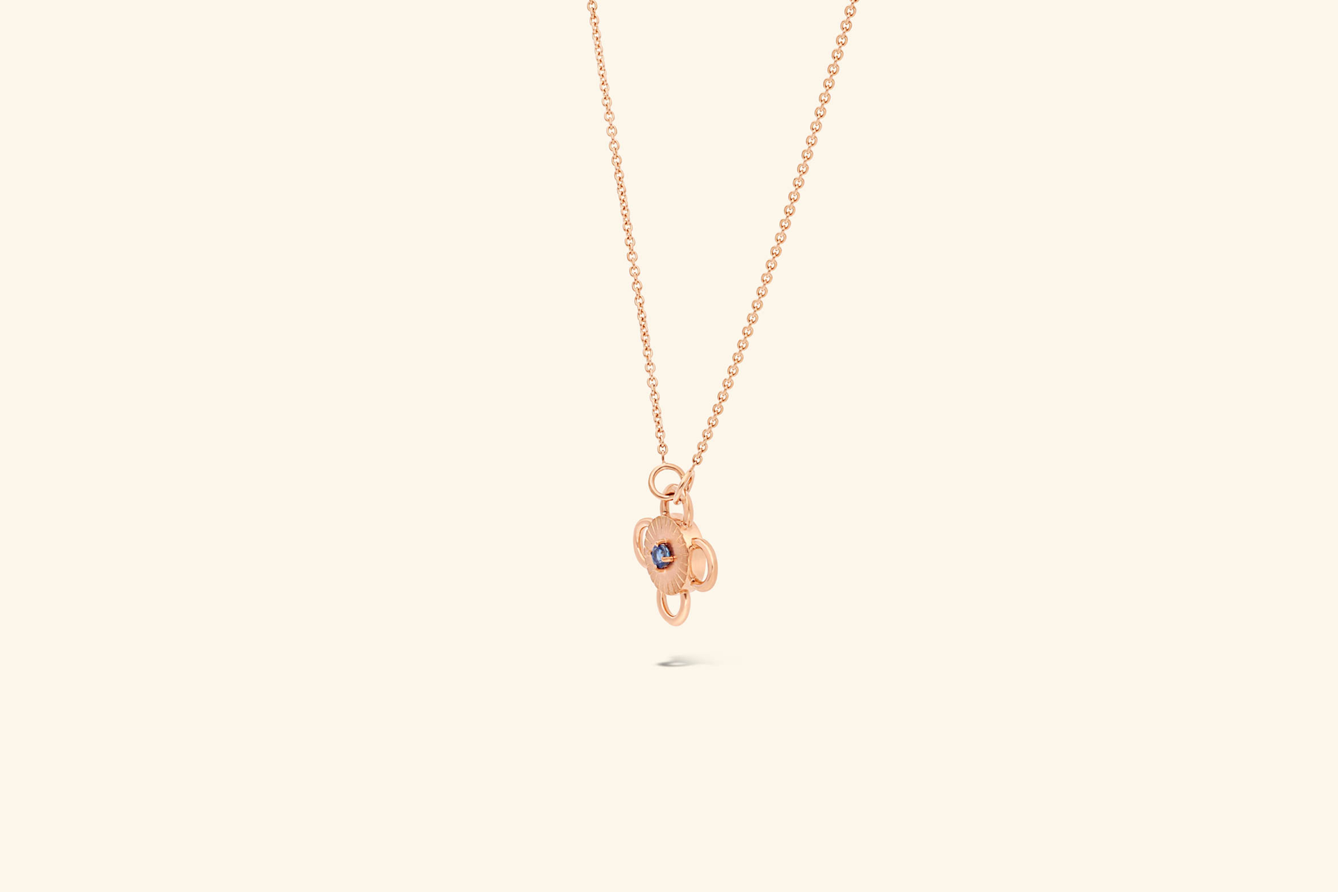 Baby Bolt Necklaceaquamarine ~0.08 carat set on a recycled rose gold 18k motif. 