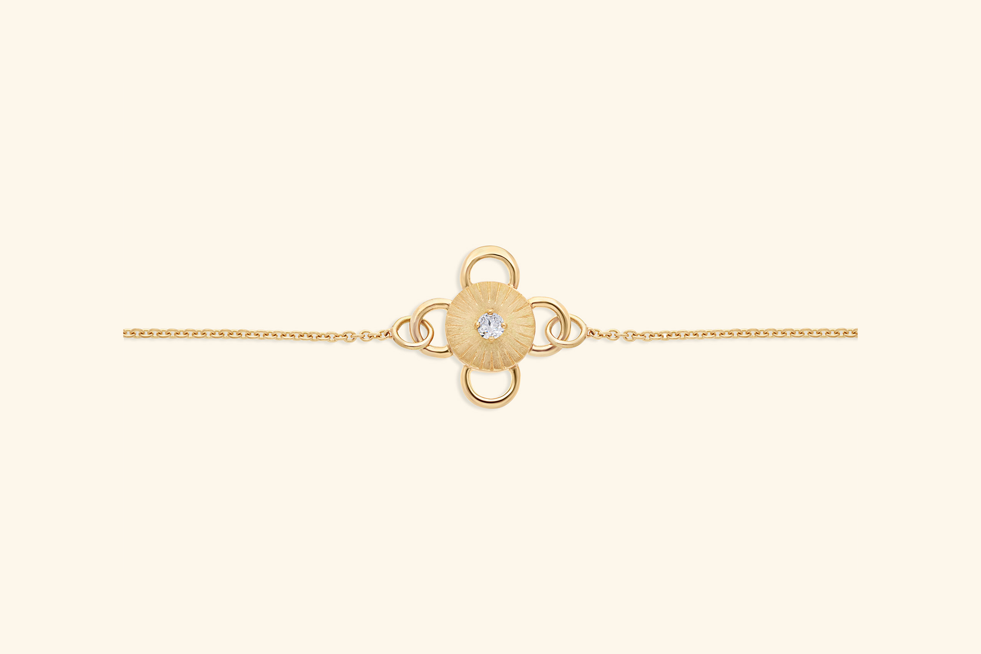 Baby Bolt bracelet, gold jewelry, set with a round brilliant diamond